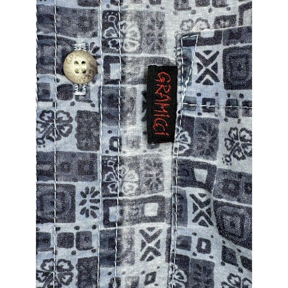 Vintage GRAMICCI Made USA XL Blue Vented Nylon SS Light Weight Button Up *FLAW* - Picture 6 of 16